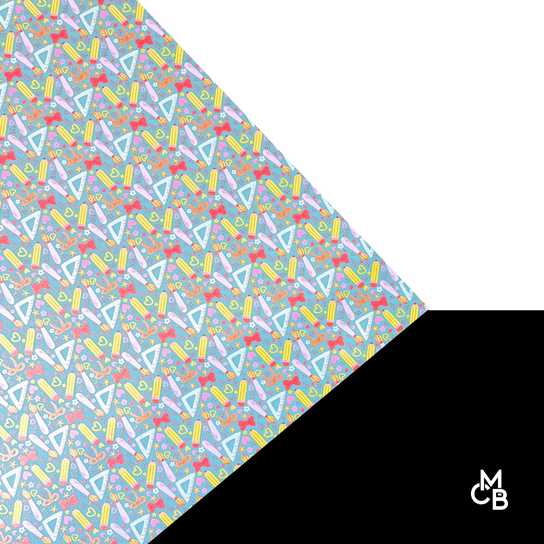 P1213 | 1/8" Back to School Love on Breakfast Blue CMB PRESTIGE PATTERNS - CMB Prestige Pattern